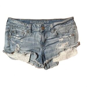 American Eagle Outfitters Stretch Super Low Shortie Booty Jean Shorts Size 4